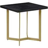 CT281 End Table in Black Wood & Gold Painted Legs