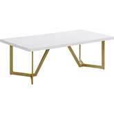 CT283 Coffee Table in White Wood & Gold Finish