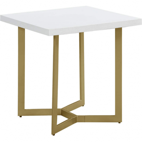 CT284 End Table in White Wood & Gold Painted Legs