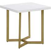 CT284 End Table in White Wood & Gold Painted Legs