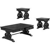 CT2 3 Piece Coffee & 2 End Table Set in Rustic Dark Gray Wood