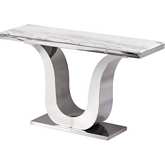 CT2 Console Table in White Marble & Silver Stainless Steel