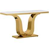 CT322 Console Table in White Marble & Polished Gold Stainless Steel