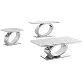 CT430 Coffee Table Set in White Marble & Polished Stainless Steel