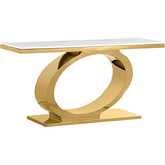 CT435 Console Table in White Marble & Polished Gold Stainless Steel