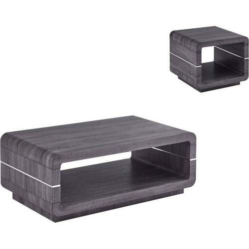 CT4 2 Piece Coffee & End Table Set in Gray Walnut Finish Wrap