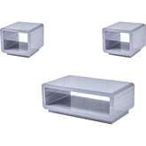 CT4 3 Piece Coffee & 2 End Table Set in Gloss Light Gray Lacquer