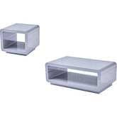 CT4 2 Piece Coffee & End Table Set in Gloss Light Gray Lacquer
