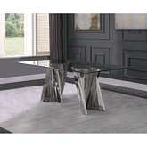 D01 78" Dining Table in Tempered Glass & Silver Stainless Steel