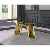 D02 78" Dining Table in Tempered Glass & Gold Stainless Steel