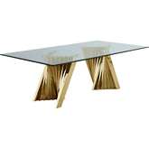 D04 94" Dining Table in Tempered Glass & Gold Stainless Steel