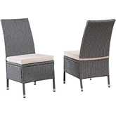 D1000 Outdoor Dining Chair in Gray PE Rattan Wicker & Neutral Fabric (Set of 2)