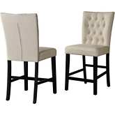 D10 Counter Dining Chair in Tufted Beige Linen & Rustic Espresso (Set of 2)