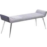 D12 Dining Bench in Gray Linen, Black Leatherette & Stainless Steel