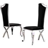 D14 Dining Chair in Black Velvet & Silver Stainless Steel (Set of 2)