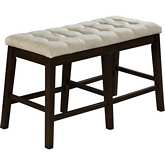 D17 Counter Dining Bench in Cappuccino Wood & Tufted Beige Fabric