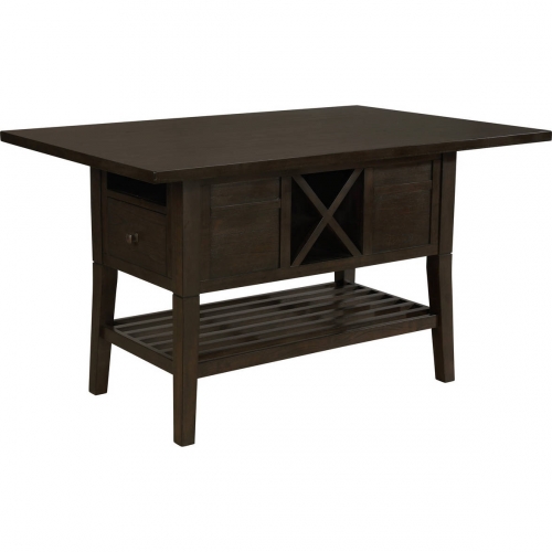 D17 60" Counter Dining Table with Storage in Cappuccino Wood