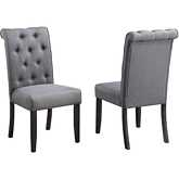 D185 Dining Chair in Weathered Gray Wood & Tufted Gray Fabric (Set of 2)