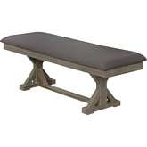 D21 Dining Bench in Rustic Gray Brown Wood & Gray Linen