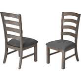 D21 Dining Chair in Rustic Gray Brown Wood & Gray Linen (Set of 2)