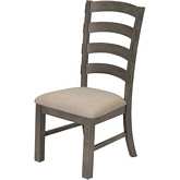 D22 Dining Chair in Rustic Gray Brown Wood & Beige Linen