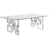 D223 94" Dining Table in Tempered Glass & Polished Stainless Steel