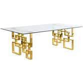 D224 94" Dining Table in Tempered Glass & Polished Gold Stainless Steel