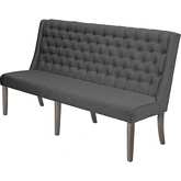 D26 Dining Bench in Tufted Gray Linen & Rustic Gray Wood