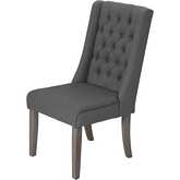 D26 Dining Chair in Tufted Gray Linen & Rustic Gray Wood