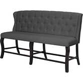 D32 Counter Dining Bench in Tufted Gray Linen & Cappuccino Wood
