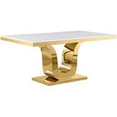 D320 66" Dining Table in White Marble & Gold Steel
