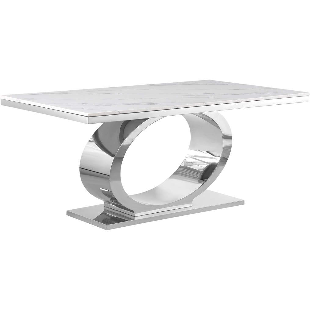 Best Quality D430DT D430 68" Dining Table in White Marble & Polished