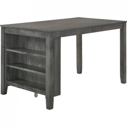 D47 59" Counter Dining Table with Storage in Dark Gray Wood
