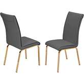 D58 Dining Chair in Dark Gray Leatherette & Gold Chrome (Set of 2)