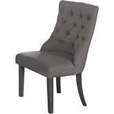 D81 Dining Chair in Tufted Dark Gray Linen & Dark Gray Wood
