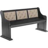 D89 Dining Bench in Tufted Beige Linen & Dark Gray Wood