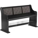 D90 Counter Dining Bench in Tufted Dark Gray Linen & Dark Gray Wood