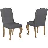 D95 Dining Chair in Gray Linen & Rustic Oak Wood (Set of 2)