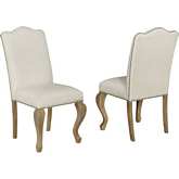 D96 Dining Chair in Beige Linen & Rustic Oak Wood (Set of 2)