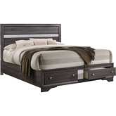 King Storage Bed in Gray & Silver Wood