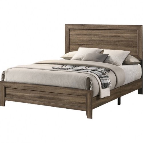 DON King Panel Bed in Dark Walnut Finish Wood