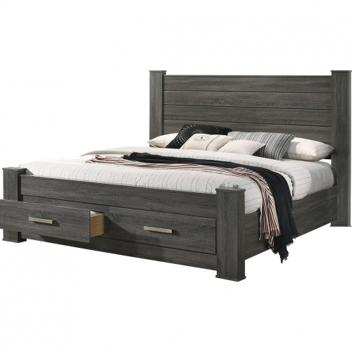 LIS Queen Storage Bed in Weathered Gray Wood