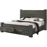 LIS Queen Storage Bed in Weathered Gray Wood