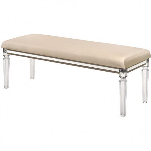 NY Bench in Majestic Gold Fabric & Clear Acrylic Legs