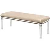 NY Bench in Majestic Gold Fabric & Clear Acrylic Legs