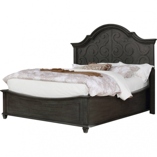 PAN California King Panel Bed in Rustic Gray Wood