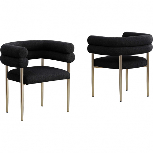 SC Accent Chair in Chairs in Black Teddy Faux Fur Fabric & Gold Chrome (Set of 2)