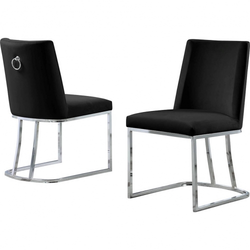 SC10 Dining Chair in Black Velvet & Chrome Legs (Set of 2)