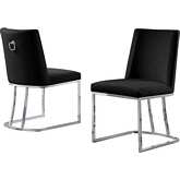 SC10 Dining Chair in Black Velvet & Chrome Legs (Set of 2)