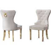 SC11 Dining Chair in Tufted Cream Velvet & Gold Stainless Steel (Set of 2)